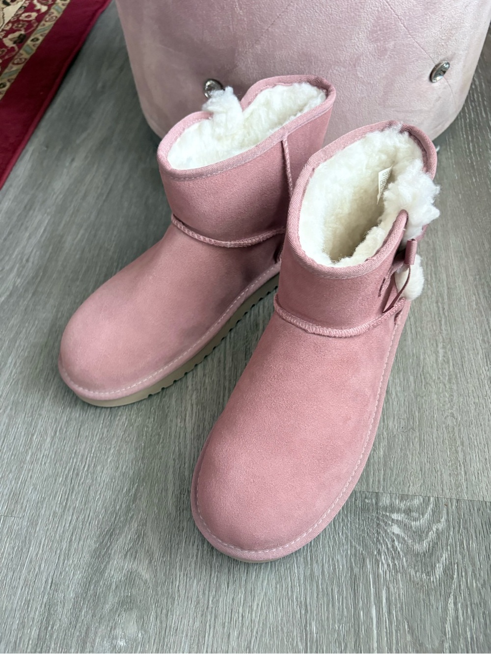 Koolaburra Pink Faux-Suede Shearling Short Boots
